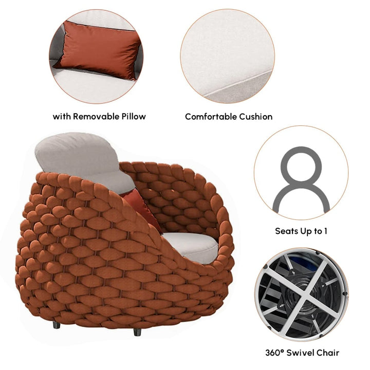 Wavy Outdoor Sofa set with Swivel Chair