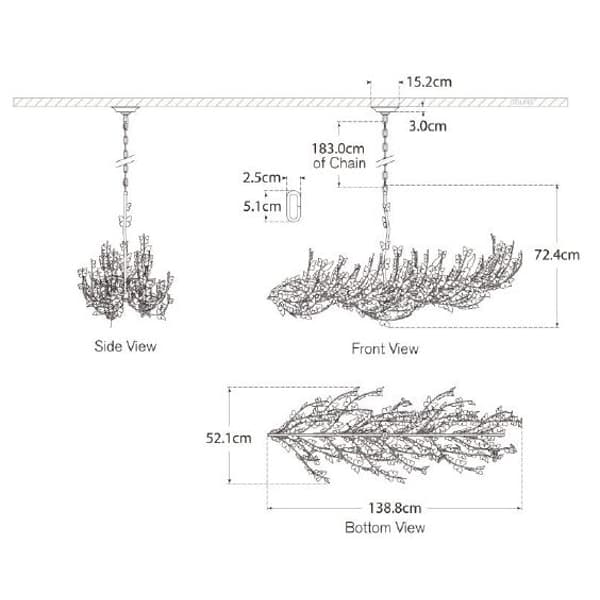 Farfalle Pendant  Silver, Pendant Light, Burnished Silver Leaf - Andrew Martin