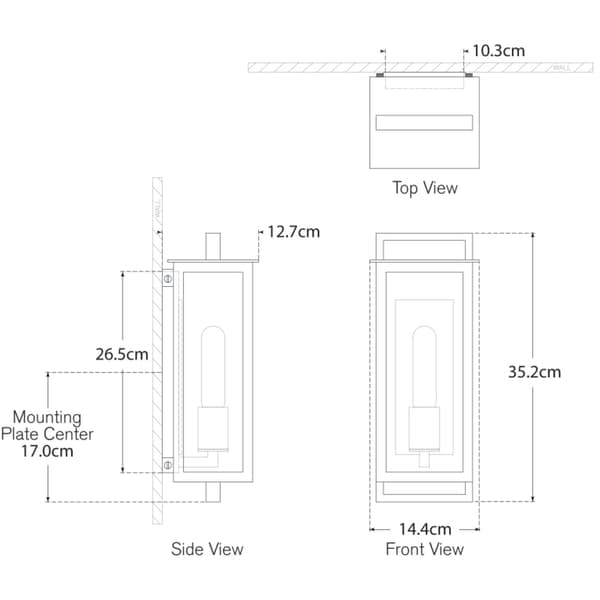 Halle Narrow Wall Light, Wall Light, Small, Black - Andrew Martin
