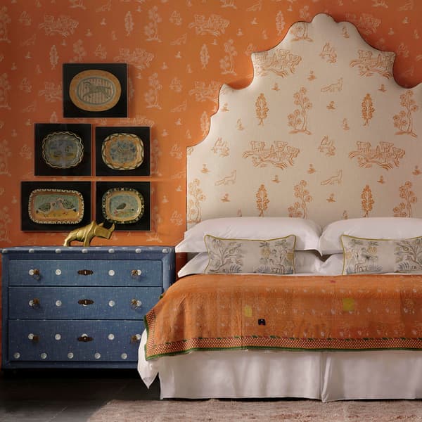 Wychwood Melon Orange, Wallpaper - Andrew Martin