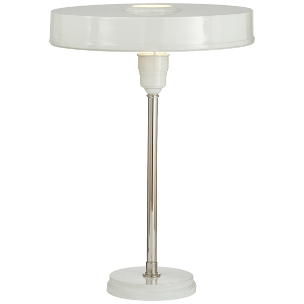 Carlo Table Lamp White, Desk Lamp, Polished Nickel/Antique White - Andrew Martin