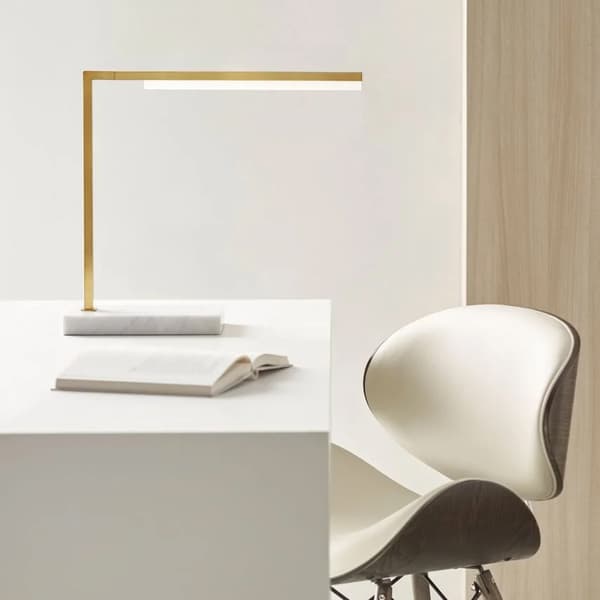 Klee Table Lamp, Desk Lamp, Natural Brass & Marble - Andrew Martin