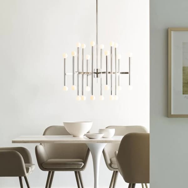 Beckman Chandelier Nickel, Chandelier, Polished Nickel - Andrew Martin