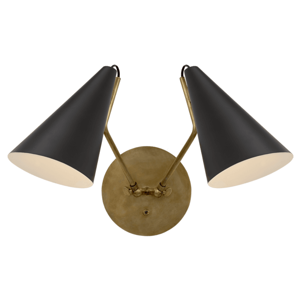 Clemente Double Wall Light, Wall Light, Brass & Black - Andrew Martin