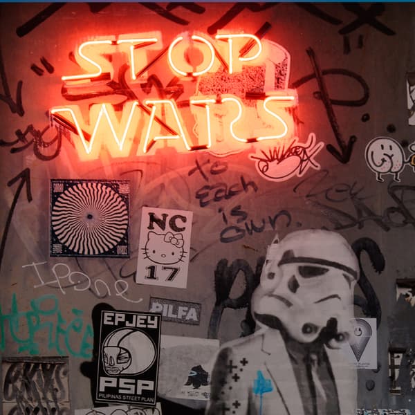 Neon - Stop Wars 100X150, 100cm x 150cm - Andrew Martin