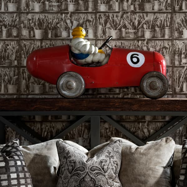 Paintbox Charcoal Wallpaper, Fabric - Andrew Martin