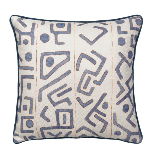 Ashanti Denim / White, Sustainable Feather, Cushion, 55cm x 55cm, Denim White - Andrew Martin