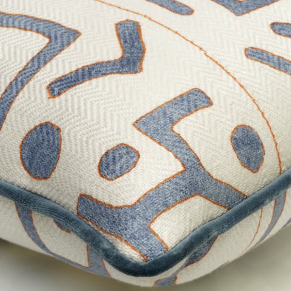 Ashanti Denim / White, Sustainable Feather, Cushion, 55cm x 55cm, Denim White - Andrew Martin