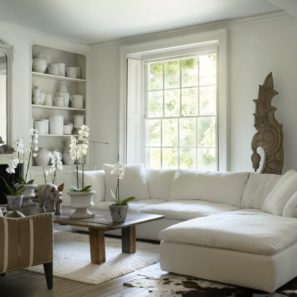 Truman Large White Linen Sectional Sofa | Buy Sectional Sofas Online | High-End Modular Sofas | Linen Sectional Sofa - Andrew Martin