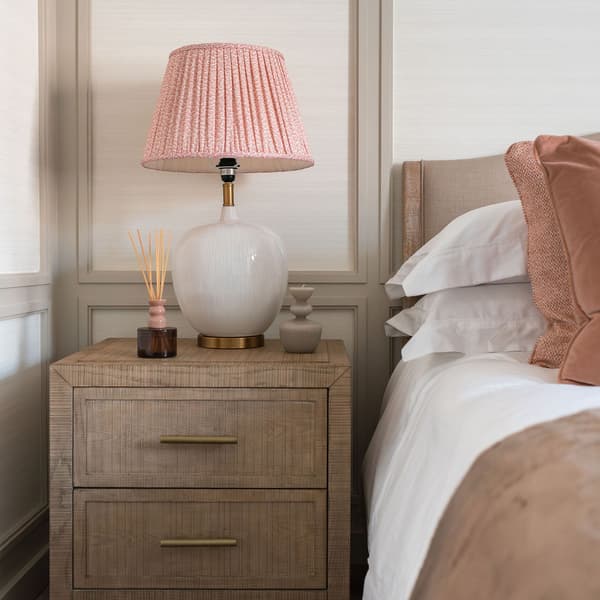 Raffles 2 Drawer Bedside Table Natural, Bedside Table - Andrew Martin