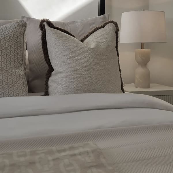 Albany Linen / Amaretto, Sustainable Feather, Cushion, Brown/Light Neutral/White - Andrew Martin