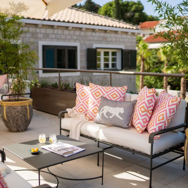 Glacier Tropic Outdoor, Hollowfibre, Outdoor Cushion, 55cm x 55cm - Andrew Martin