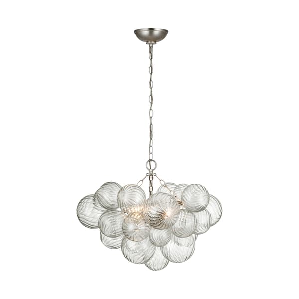 Talia Chandelier Silver, Light, Small, Burnished Silver Leaf - Andrew Martin