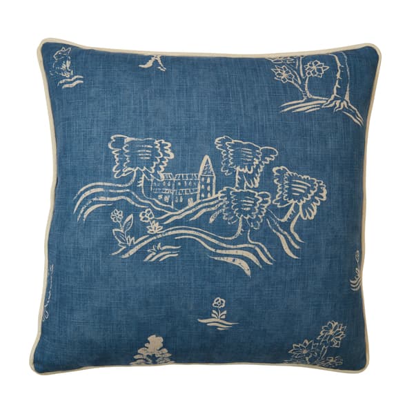 Friendly Folk Happy Blue, Sustainable Feather, Cushion, 55cm x 55cm - Andrew Martin