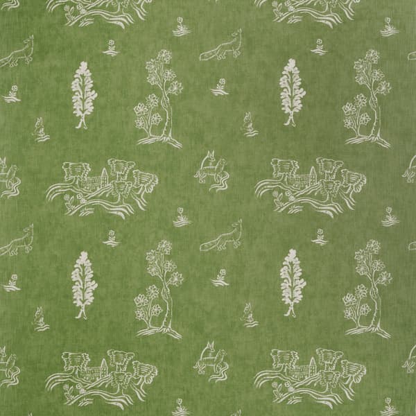 Friendly Folk Basil Green, Cig Only, Fabric - Andrew Martin