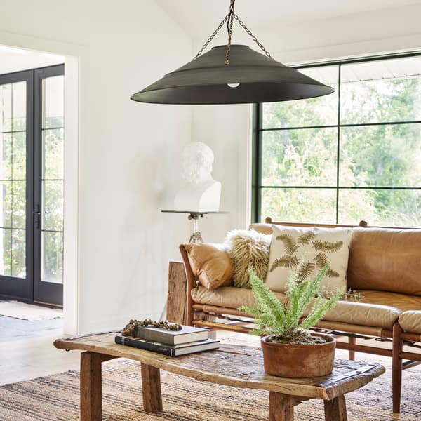 Arcane Pendant Light, Light, Medium, Black/Brass - Andrew Martin