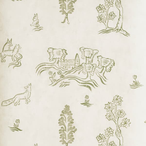 Wychwood Basil Green, Wallpaper - Andrew Martin