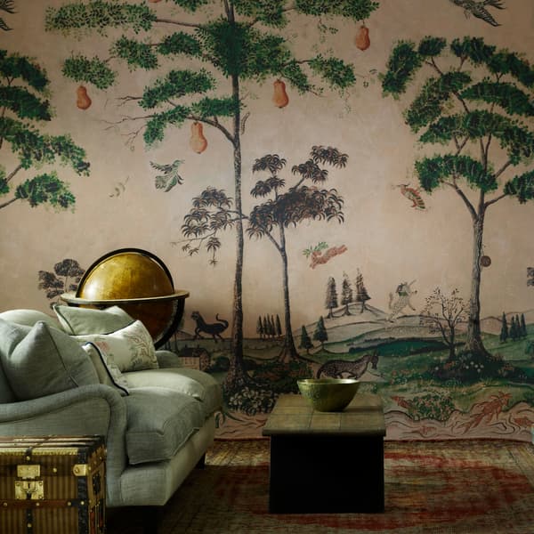 Mythical Land Daybreak, Wallpaper, Large A+B Panel, Green/Multicoloured/Pink - Andrew Martin