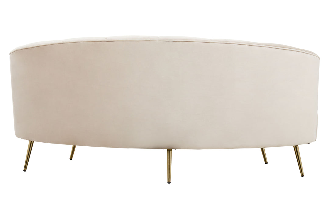 Hawk Three Seat Beige Velvet Sofa
