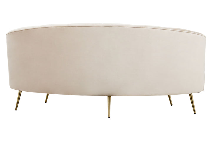 Hawk Three Seat Beige Velvet Sofa