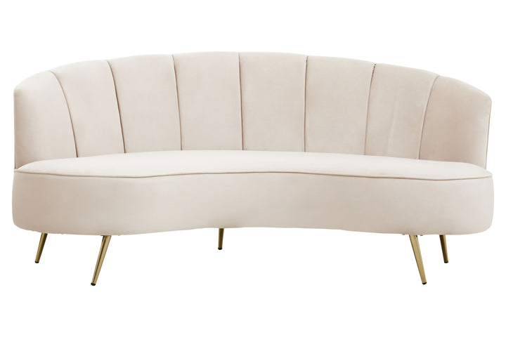 Hawk Three Seat Beige Velvet Sofa