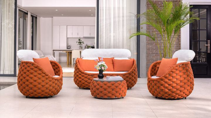 Wavy Outdoor Sofa set with Swivel Chair