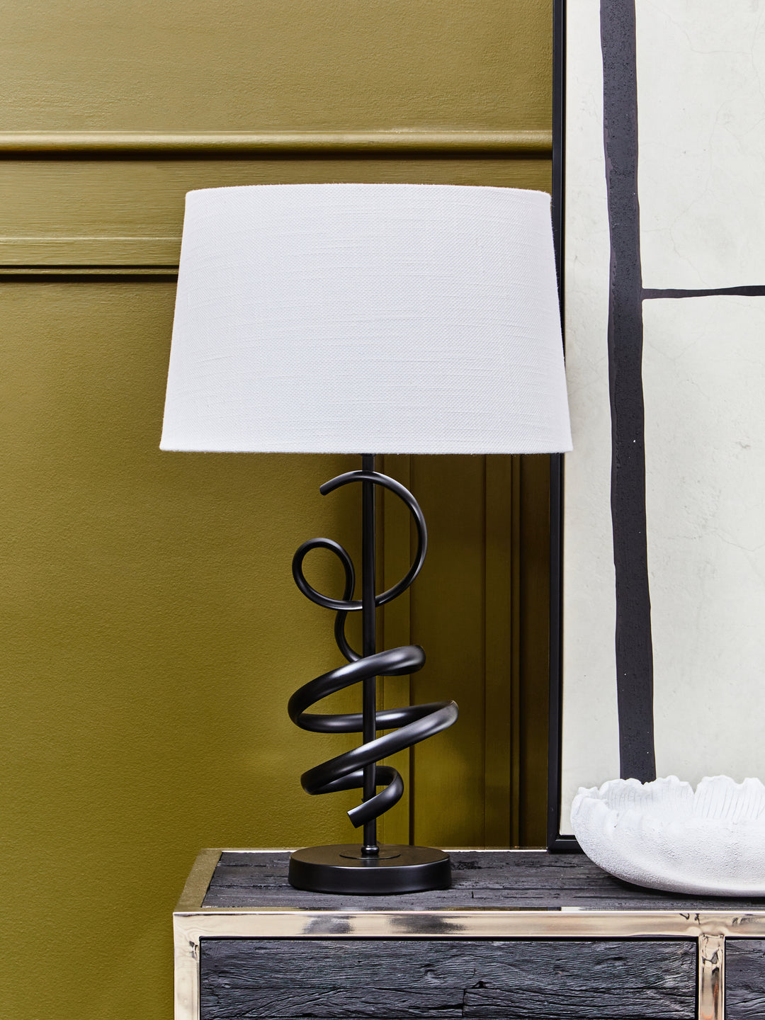 Sparky Matte Black Squiggle Table Lamp