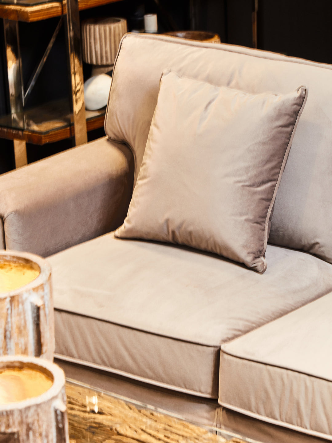 Robin Three Seat Grey Velvet Chaise Sofa