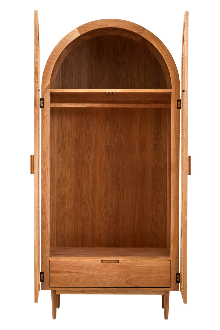 Pigeon 2 Door Natural Rattan And Oak Cabinet