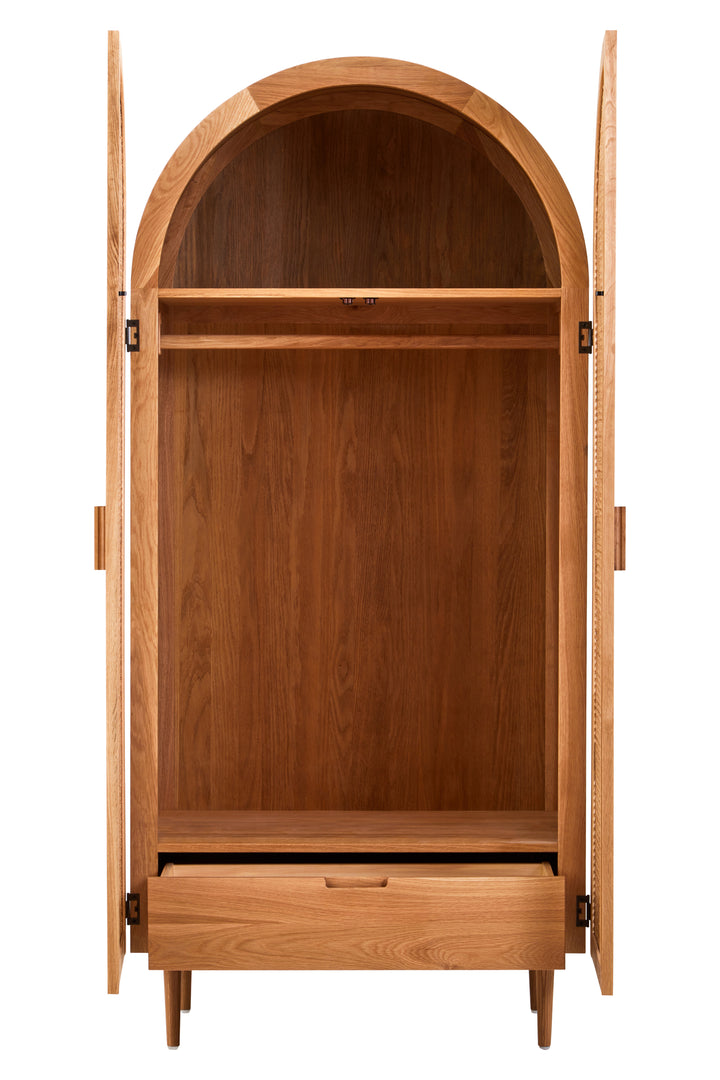 Pigeon 2 Door Natural Rattan And Oak Cabinet