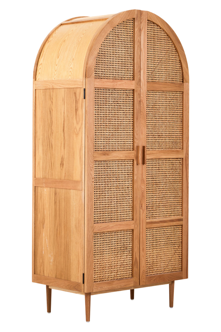 Pigeon 2 Door Natural Rattan And Oak Cabinet