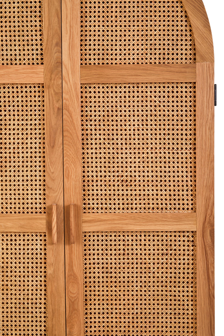 Pigeon 2 Door Natural Rattan And Oak Cabinet
