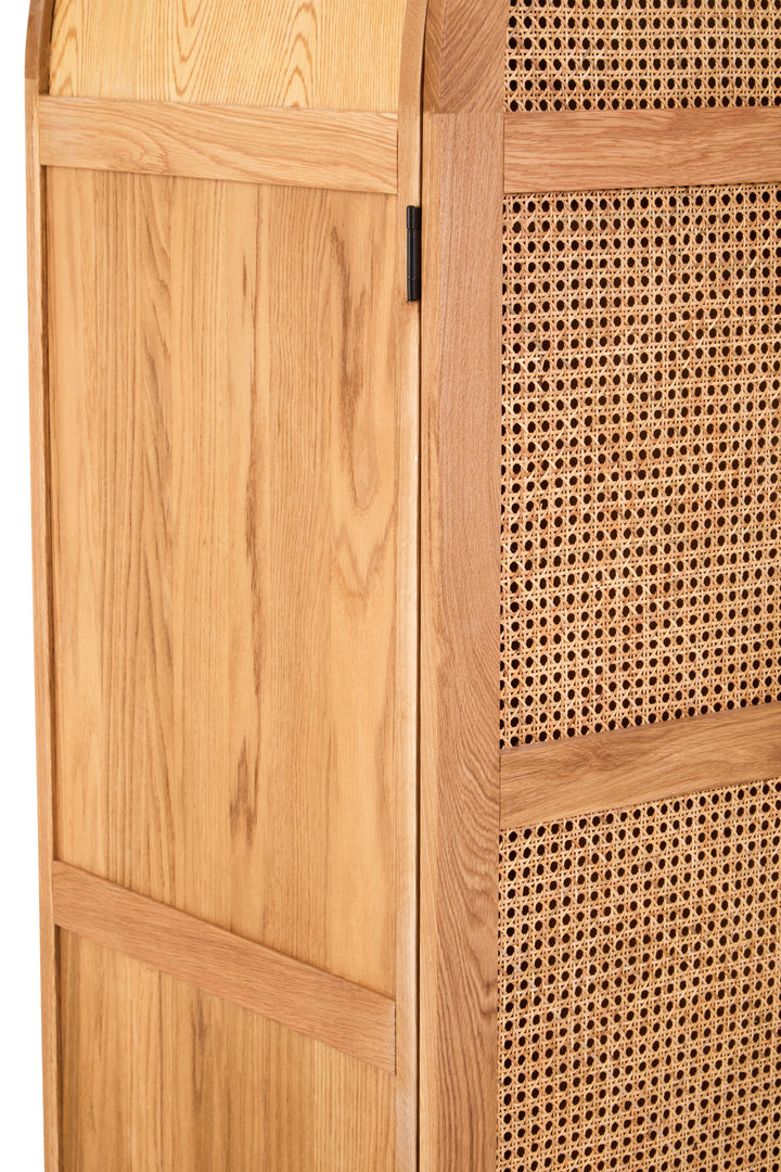 Pigeon 2 Door Natural Rattan And Oak Cabinet