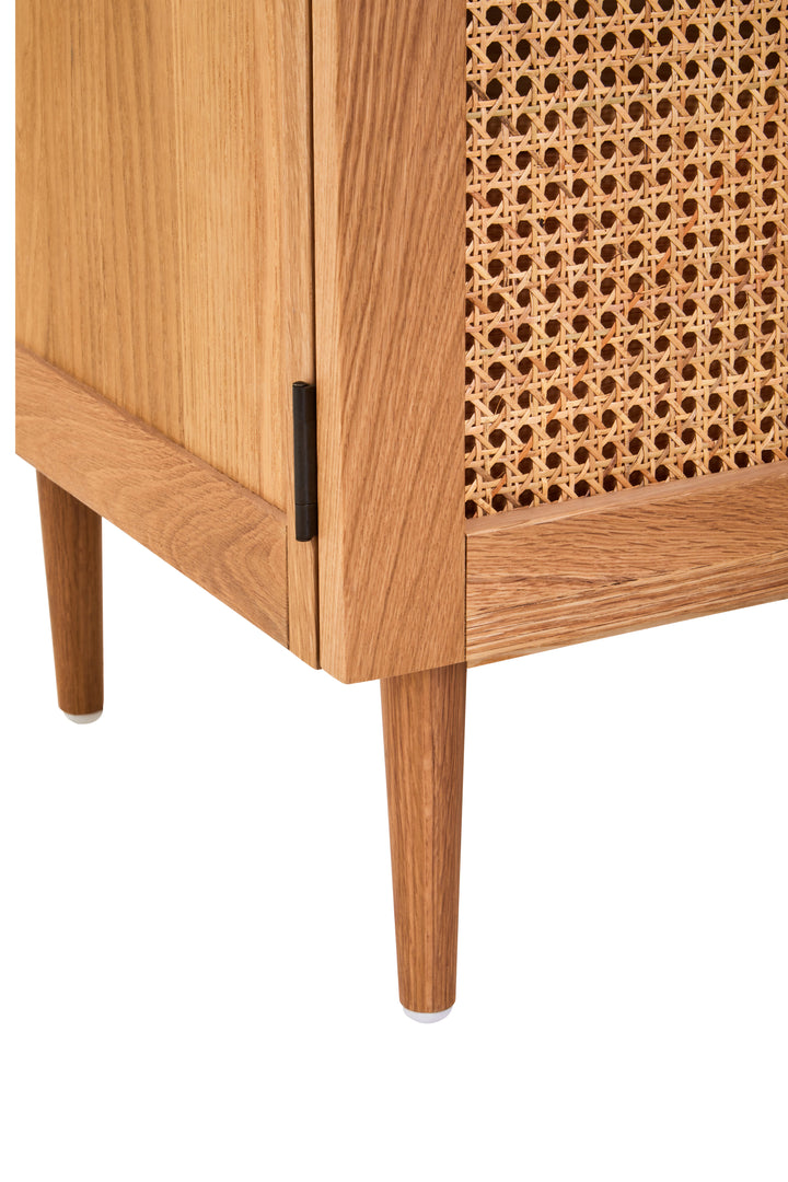Pigeon 2 Door Natural Rattan And Oak Cabinet