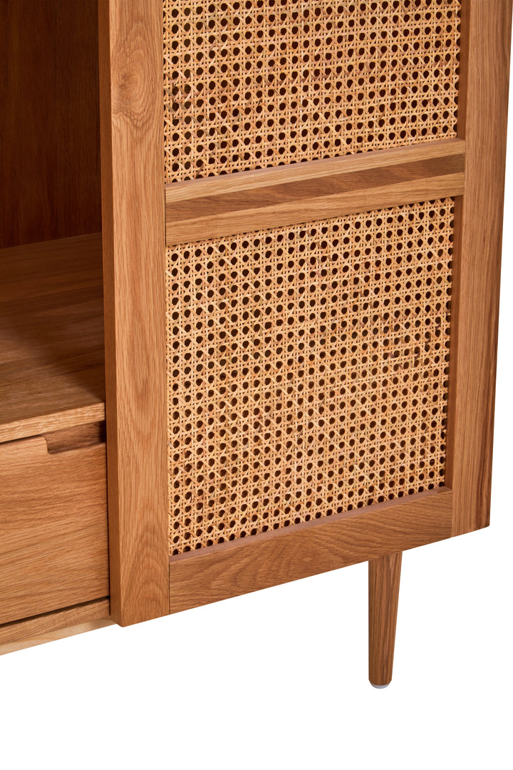 Pigeon 2 Door Natural Rattan And Oak Cabinet