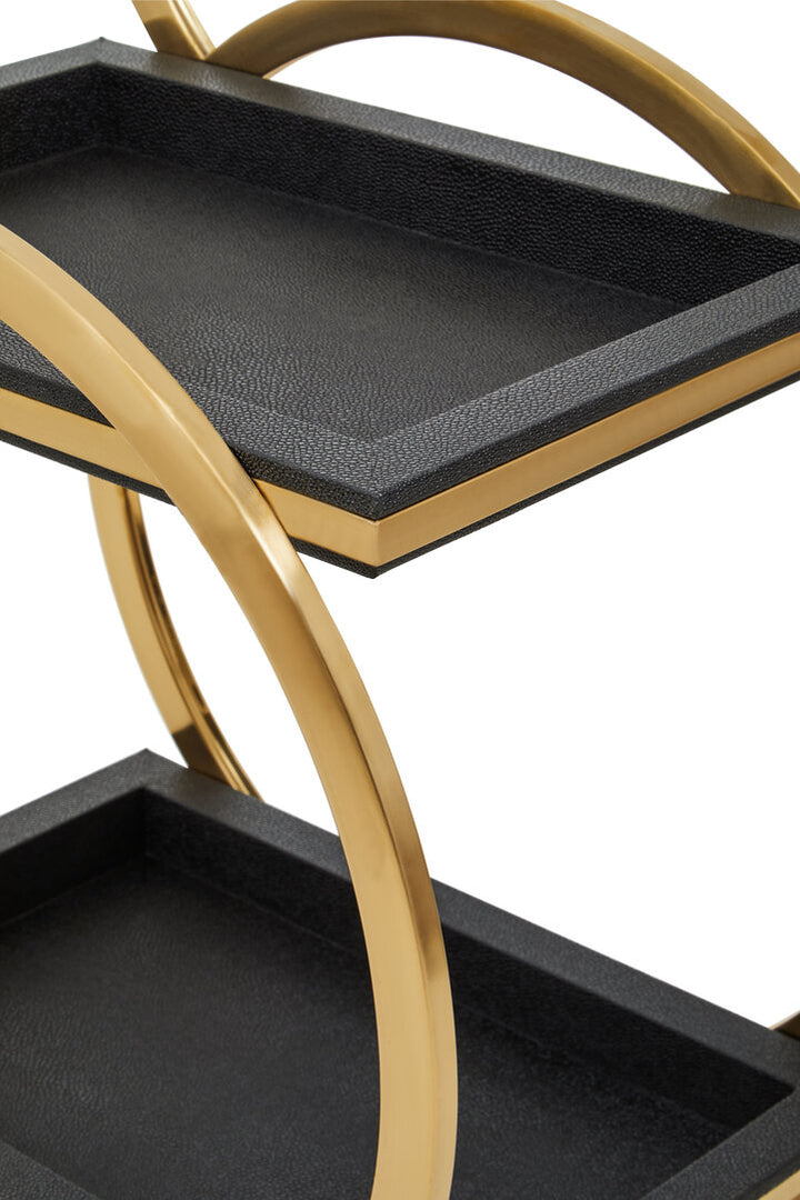 Petey Two Tier Black Serving Trolley