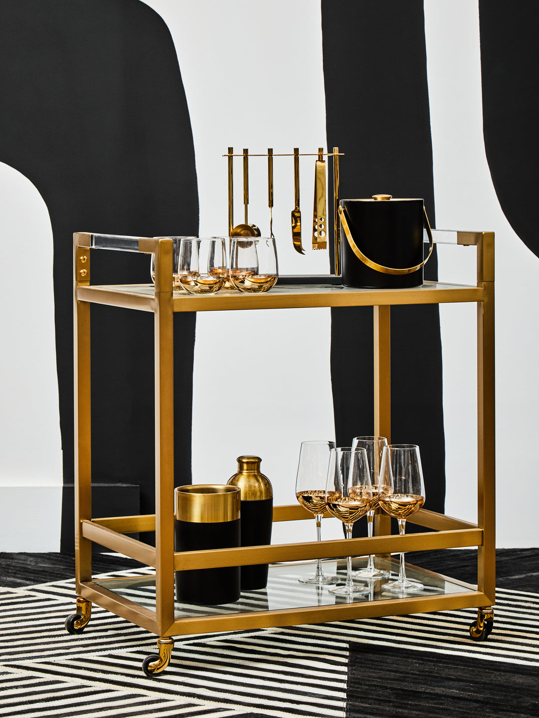 Pax Matte Gold Two Tier Butler Trolley