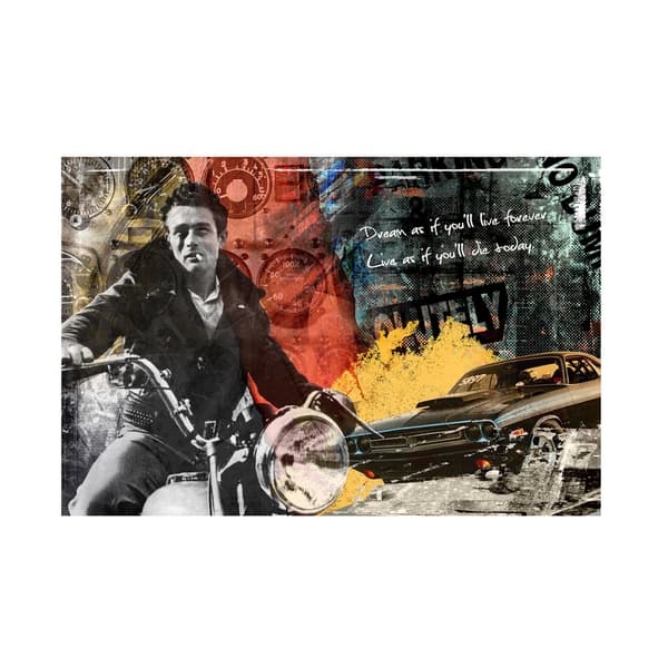 James Dean, Plexiglass Artwork, 120cm x 80cm, Black/Red/Yellow - Andrew Martin