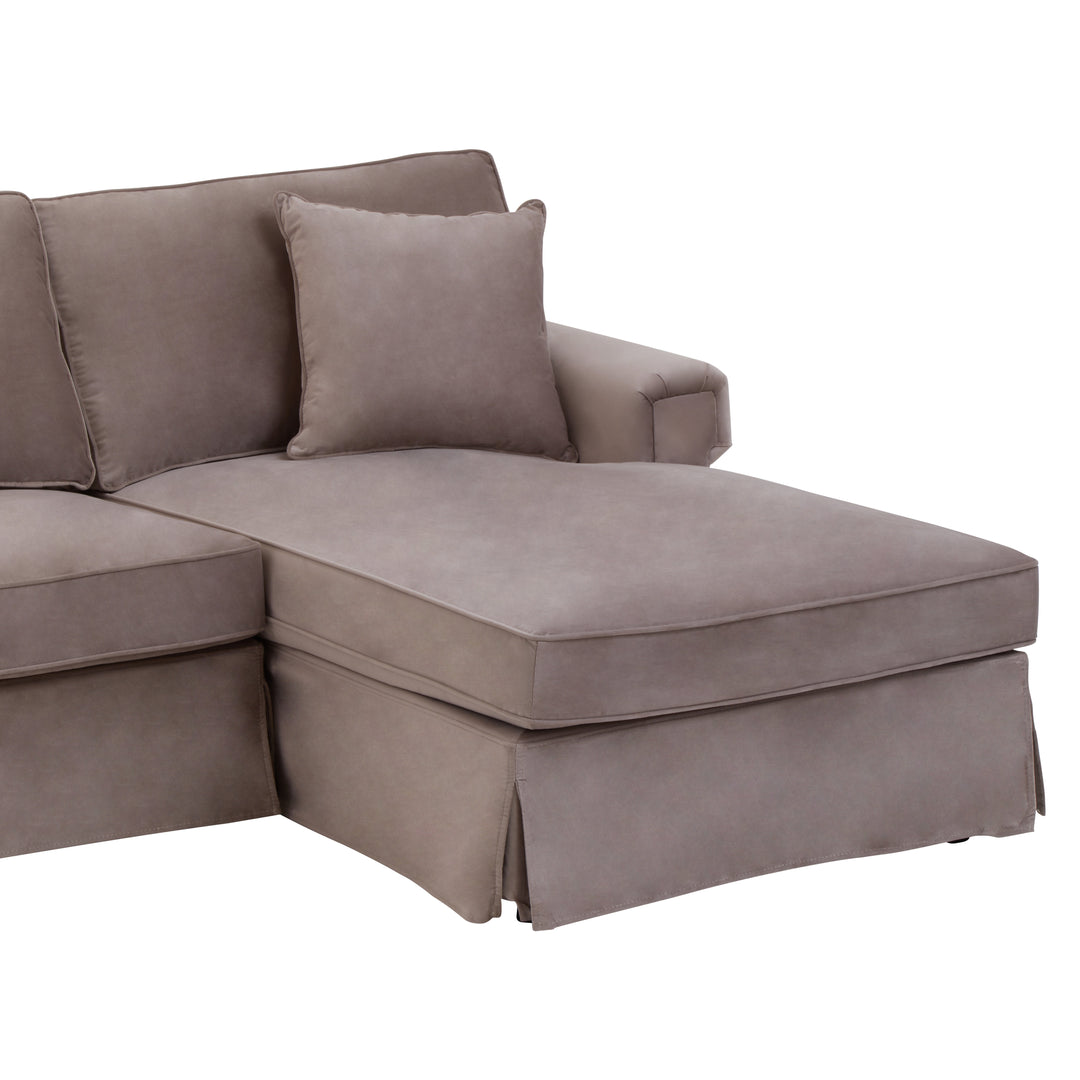 Robin Three Seat Mink Velvet Chaise Sofa
