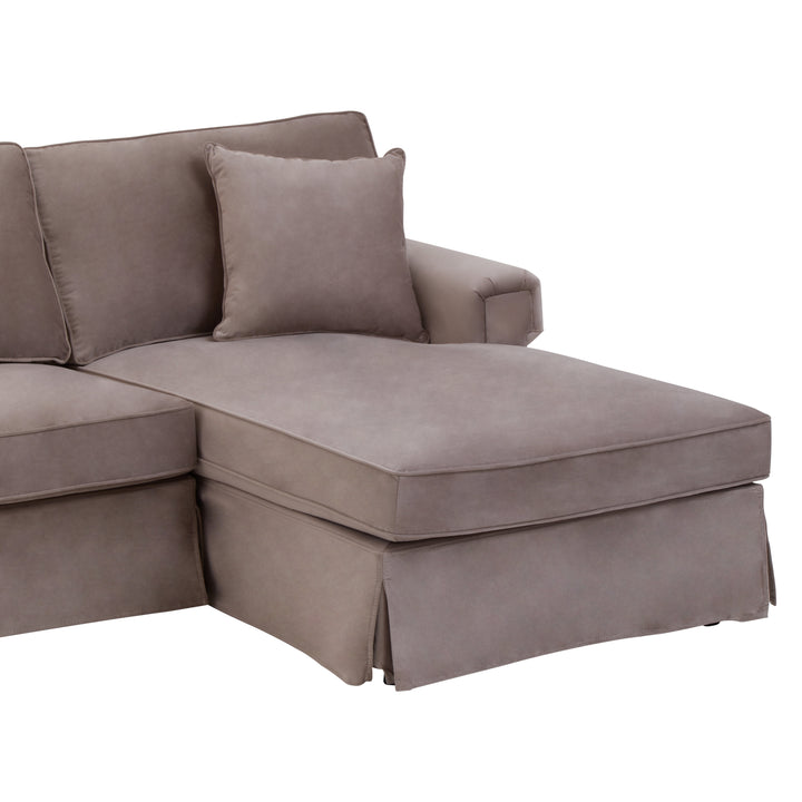 Robin Three Seat Mink Velvet Chaise Sofa
