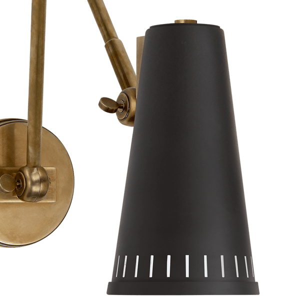 Antonio Wall Light Black, Wall Light, Antique Brass/Black - Andrew Martin