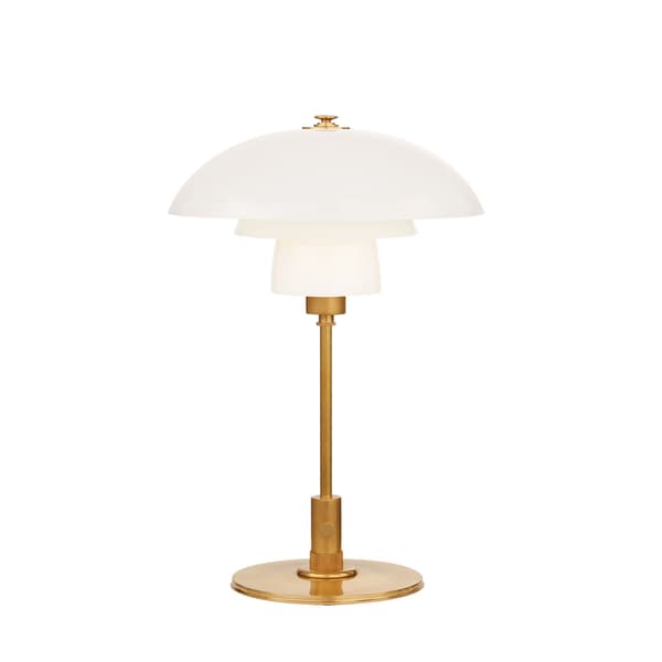 Whitman Table Lamp White, Desk Lamp, Antique Brass/White - Andrew Martin
