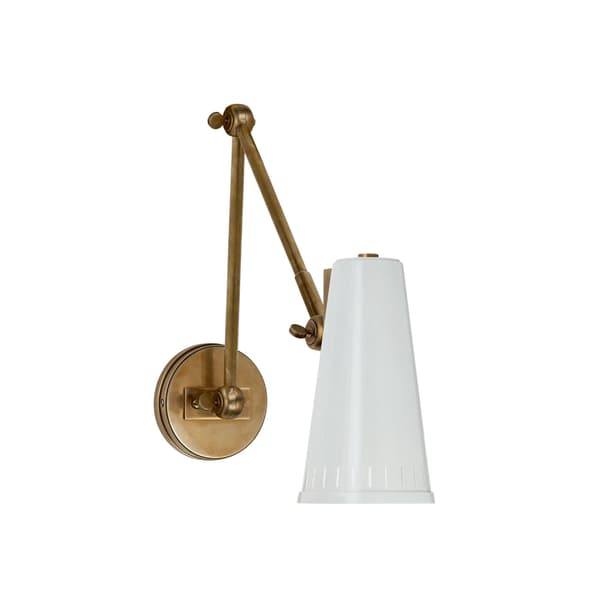 Antonio Wall Light White, Wall Light, Antique Brass/White - Andrew Martin