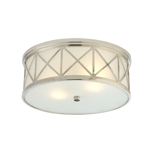 Montpelier Flush Nickel, Ceiling Light, Large, Polished Nickel - Andrew Martin
