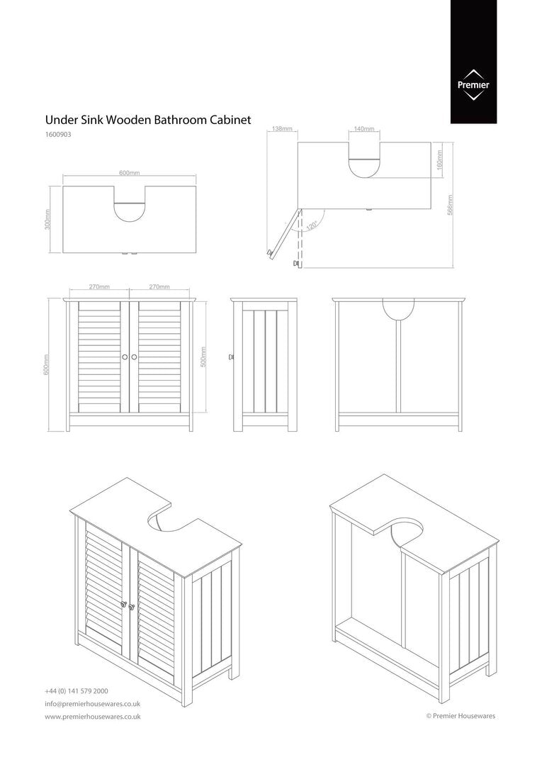 Chickadee White Wood Under Sink Bathroom Cabinet