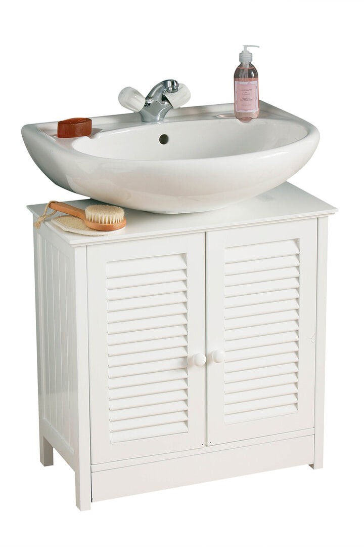 Chickadee White Wood Under Sink Bathroom Cabinet