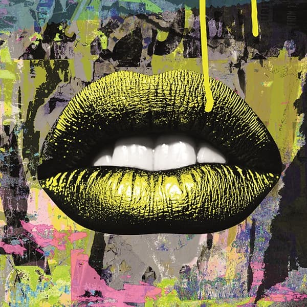 Lip Yellow, Metal Artwork, Yellow, 120cm x 180cm - Andrew Martin