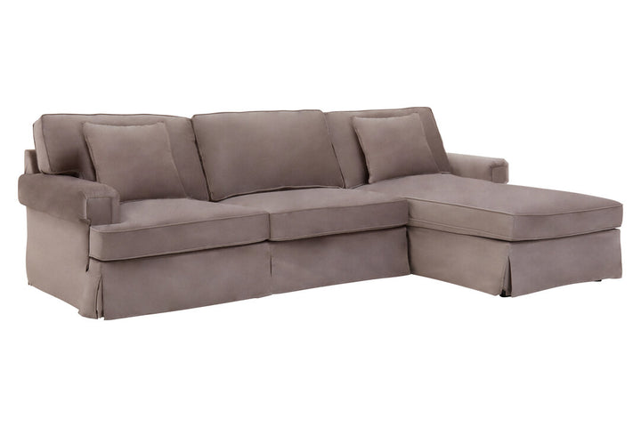 Robin Three Seat Mink Velvet Chaise Sofa
