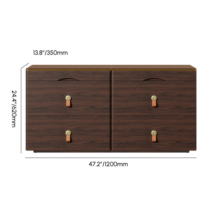 Walnut Chanor Champaign Glass Top 6-Drawer Dresser