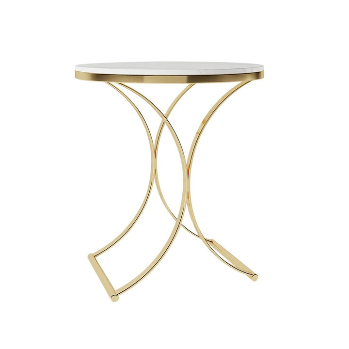 Luxurious Round White Marble Stone Side Table